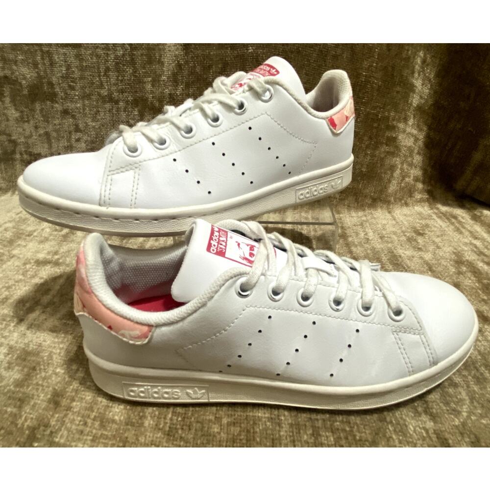 Adidas Stan Smith FV7445 Red Pink Floral Heel White Sneakers Women’s Size 5